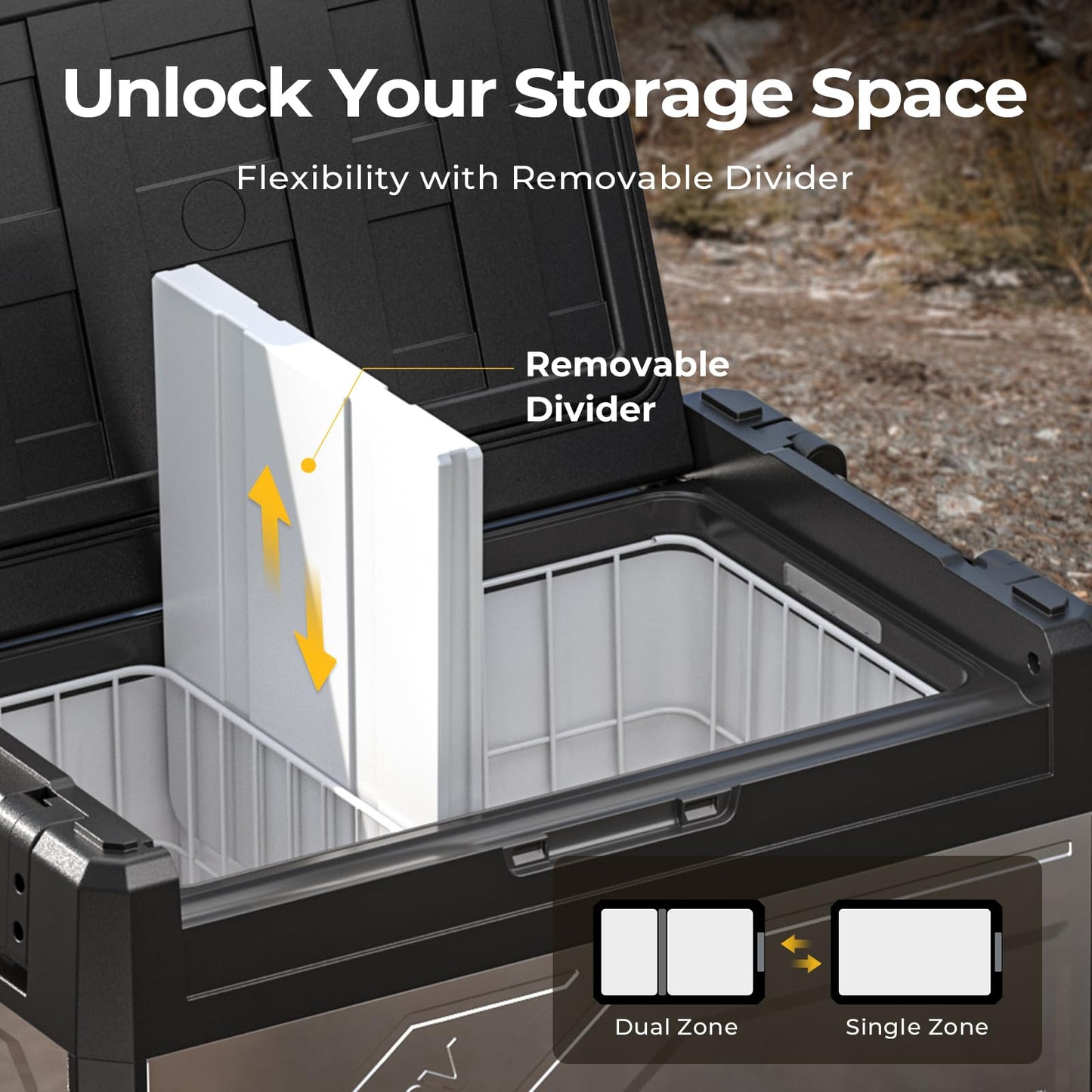 BougeRV 41 Quart Rocky V3.0 12 Volt Portable Refrigerator with 240Wh Battery, Dual Zone Car Fridge Freezer, APP Control, Compressor Cooler for Overlanding, Camping, Travel, RV, Truck(2026 New Model)