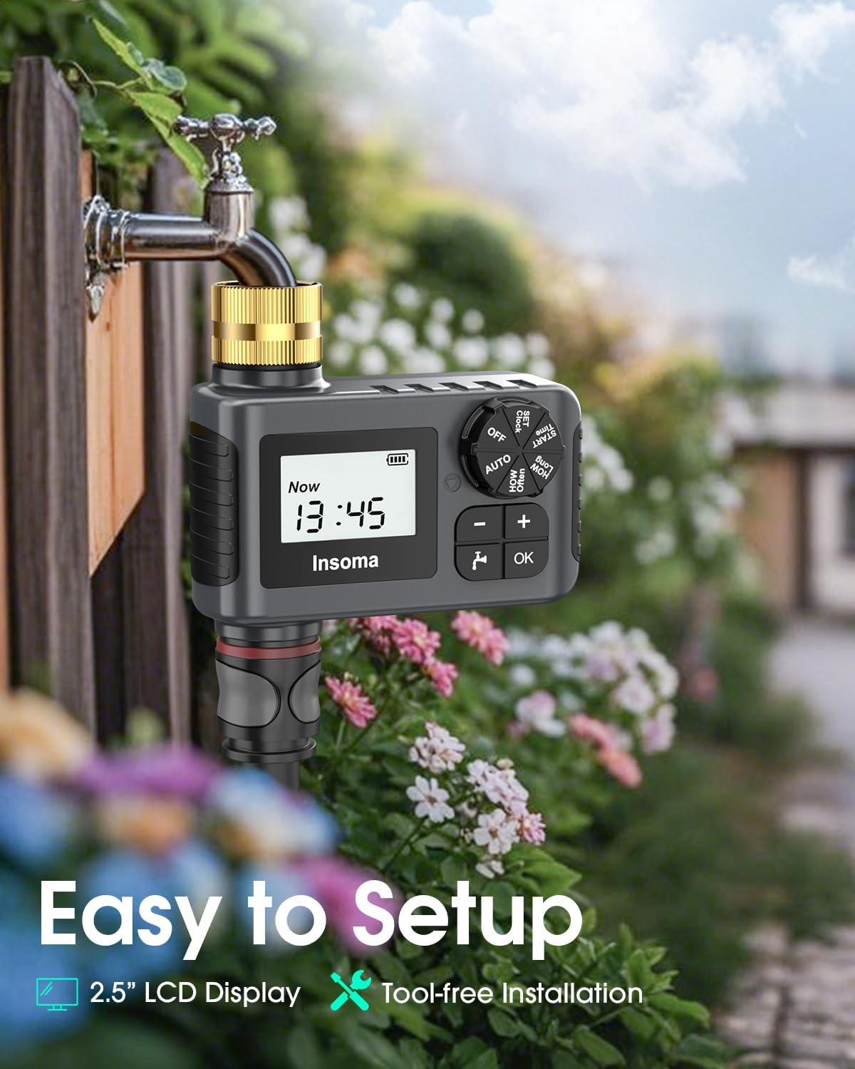 Water Timer - Automatic Drip Irrigation Controller for Garden Hose | Rain Delay & Manual Mode