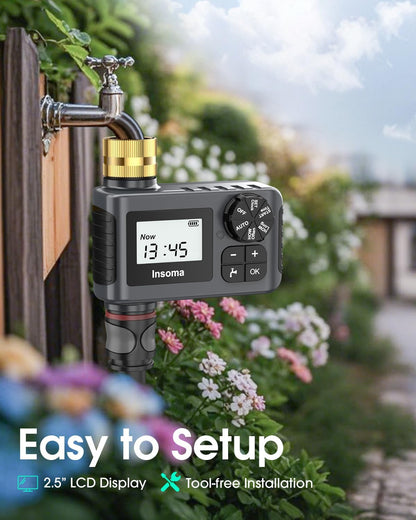 Water Timer - Automatic Drip Irrigation Controller for Garden Hose | Rain Delay & Manual Mode