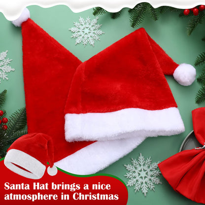 Jadive 30 Pcs Velvet Santa Hats Adult Bulk Thick Xmas Operation Christmas Family Holiday Hats with Comfort Lining New Year Festive (Red)
