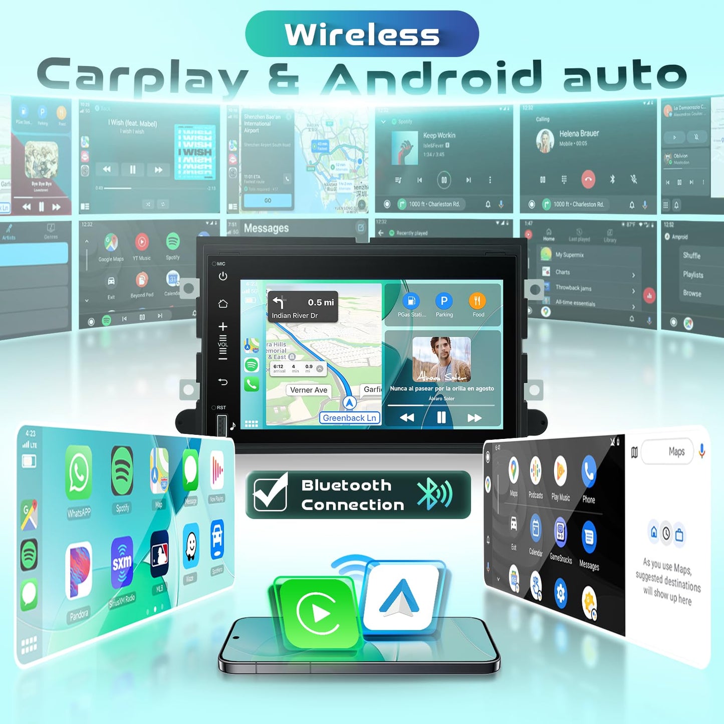 [Android 15/4G+64G] 7” IPS Touch screen Car Radio for Ford F150 F250 F350 E250 E350 Edge Fusion Explorer with Wireless Carplay&Android Auto,Car Stereo support Bluetooth5.0 DSP WiFi GPS USB Rear Camera