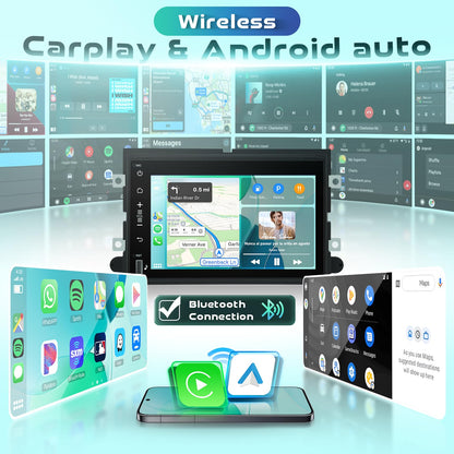 [Android 15/4G+64G] 7” IPS Touch screen Car Radio for Ford F150 F250 F350 E250 E350 Edge Fusion Explorer with Wireless Carplay&Android Auto,Car Stereo support Bluetooth5.0 DSP WiFi GPS USB Rear Camera