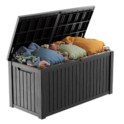 Zapdos 180 Gallon Outdoor Storage Box, Resin Deck Box for Furniture Cushions Garden Tools, Waterproof Lockable Outside Storage Boxes, Black, 61" L x 28.4" W x 29" H