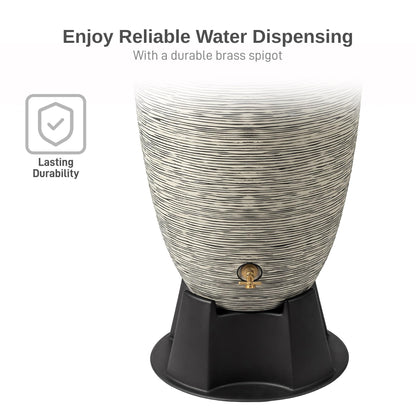 RTS Home Accents 50-Gallon Newport Rain Barrel with Stand and Removable Lid, Slate Color