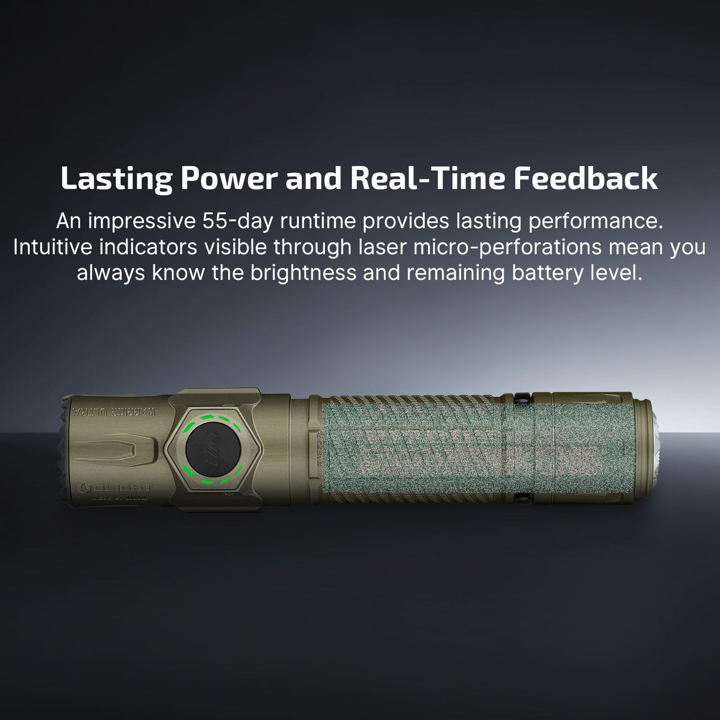 OLIGHT Warrior Ultra 2500 Lumens Tactical Flashlight, Compact Dual Switches Rechargeable Bright Light with Proximity Sensor, Suitable for Emergency, Outdoor, Searching (Olive-Green)
