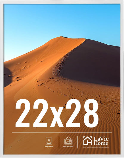 LaVie Home 22x28 Picture Frame - Classic White Wall Display Frame with HD Plexiglas | Vertical & Horizontal Use