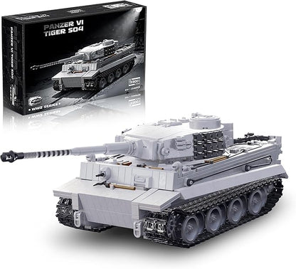 WW2 Tiger Heavy Tank S04 Building Sets Panzer VI Army Military Vehicles Collectible Model for Adults Boys 14+ 1544PCS White