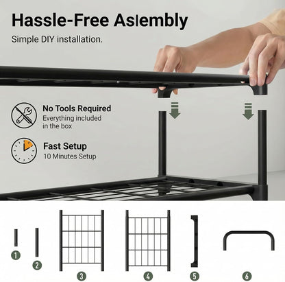 3-Tler Shoe Rack Organizer - Rustproof Iron Shoe Storage Shelf for Closet or Entryway | Fits Sneakers & Slippers, Black