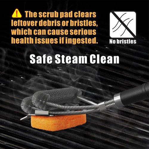 GRILLART Grill Brush - Safe & Powerful Bristle-Free BBQ Cleaner | 18" Scrubber for Gas & Porcelain Grates
