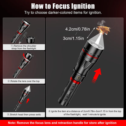 SKYFIRE Brightest Flashlights High Lumens with Ignition Lens,20000mAh Super Bright Rechargeable Flashlight with Shoulder Straps,Waterproof Led Tactical Flash Light for Camping Outdoor Emergency
