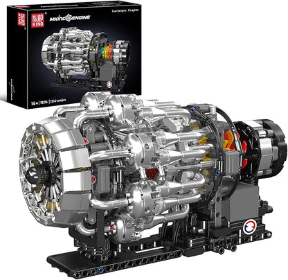 Mould King 10216 Turbojet Engine Building Sets Mechanical Aviation Aircraft Engine Model Kit That Runs Build Your Own STEM Model Engine Gift for Age 14+/Adult Collections Enthusiasts (1214+ PCS)