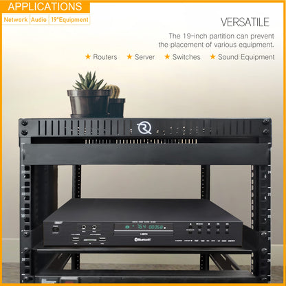 RIVECO 22U Network Rack with Top & Bottom Vented Plates 4 Rolling Wheels Floor Standing Rack for 19" Equipment & Stereo Gear Including 2PCS Rack Shelves & Rail Mount PDU &16" Depth Rack Shelves 2PCS