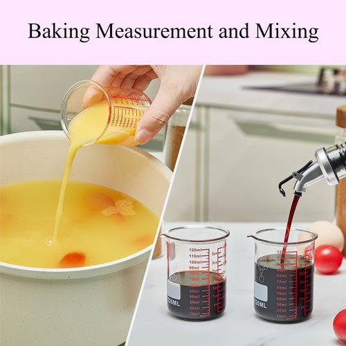 High Borosilicate Glass Measuring Cup-V-Shaped Spout,120ml(4OZ) Glass Measuring Beaker for Kitchen or Restaurant, Easy to Read(Pack of 2)