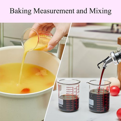 High Borosilicate Glass Measuring Cup-V-Shaped Spout,120ml(4OZ) Glass Measuring Beaker for Kitchen or Restaurant, Easy to Read(Pack of 2)
