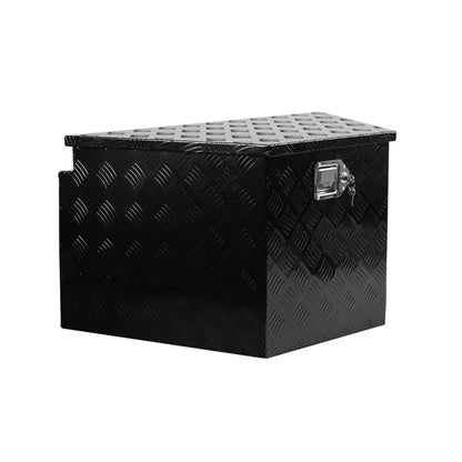 33 Inch Aluminum Trailer Tongue Tool Box, Utility Tool Storage Box for Trailer Tongue with Lock and Keys, 5 Bar Tread Pattern, Waterproof Trailer Tool Box Storage Organizer 32.5"x20.5"x18.3" black
