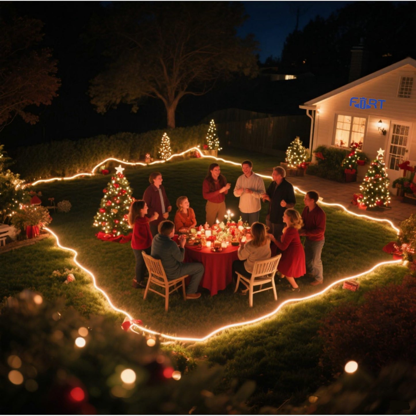 FORT LED Neon Rope Lights Outdoor Warm White‌ 65.6FT led Lights Strip- 120V ETL Certifie Waterproof for Christmas/Wedding/Garden/Patio/Party/Walkway/Deck Railing/soffits/Playhouse Decoration