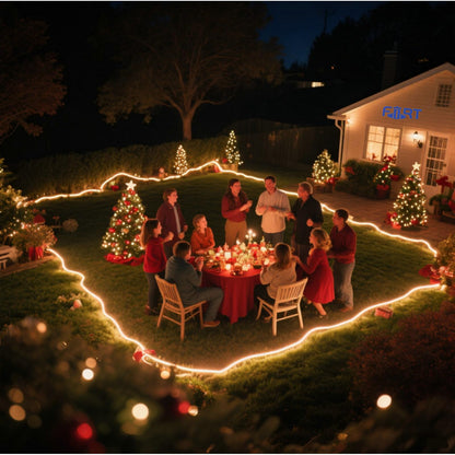 FORT LED Neon Rope Lights Outdoor Warm White‌ 65.6FT led Lights Strip- 120V ETL Certifie Waterproof for Christmas/Wedding/Garden/Patio/Party/Walkway/Deck Railing/soffits/Playhouse Decoration