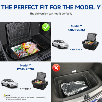 BODEGACOOLER 35L Built-In Car Refrigerator for Tesla Model Y- Ultra-Quiet Fast Cooling to -4℉, Smart App Control, Space-Saving Design for Camping & Road Trips 12/24V DC/AC,-4℉-68℉