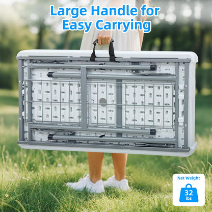 SHAREWIN Folding Ice Cooler Table, Skirt &Drain Hose Plastic Chill Table to Keep Drinks Cool, Portable Foldable Self-Serving Beverage Cooling Bar for Parties, Picnics, Barbecues, Fishing(White