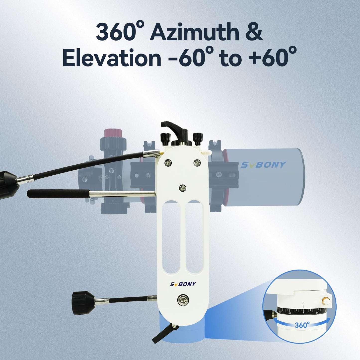 SVBONY SV225 Alt-Azimuth Mount, Adjustable Angle Alt-Azimuth Mount, Load-Bearing 10kg, CNC Hollow Structure, Telescope Altazimuth Fine Adjustment Shift, Telescope Accessories with Variable Speed Gear