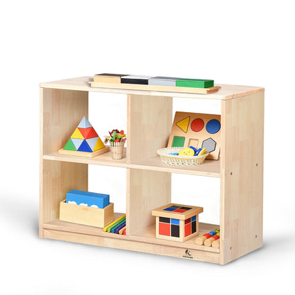 KRAND 4-Cubby Montessori Storage Bookcase – Kids Shelf Organizer for Toys, Books & Art Supplies, Toddler Cabinet Furniture for Playroom, Daycare, Preschool, Kindergarten & Nursery