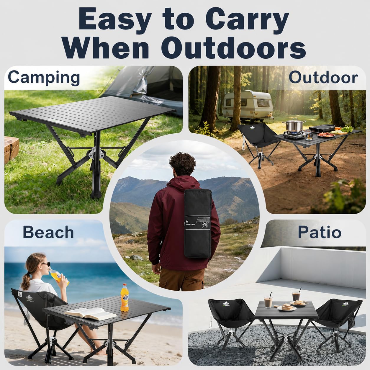MTRVR Folding Camping Table & LED Lantern Bundle – Portable Aluminum Outdoor Table + Rechargeable Camping Lantern, Tent Lights, Overlanding Gear & Emergency Outdoor Lighting