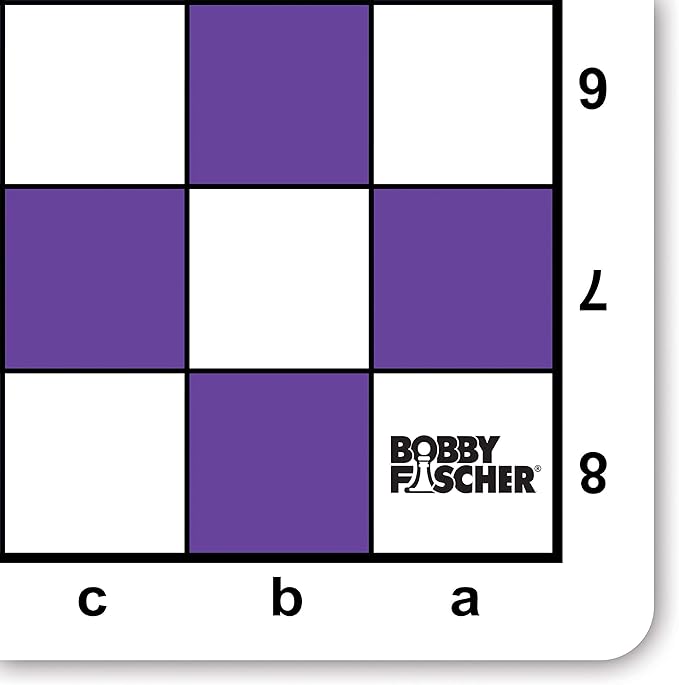 Bobby Fischer Tournament Roll Up Travel Chess Board - 20 inches - Mousepad Style with Purple Squares by WE Games