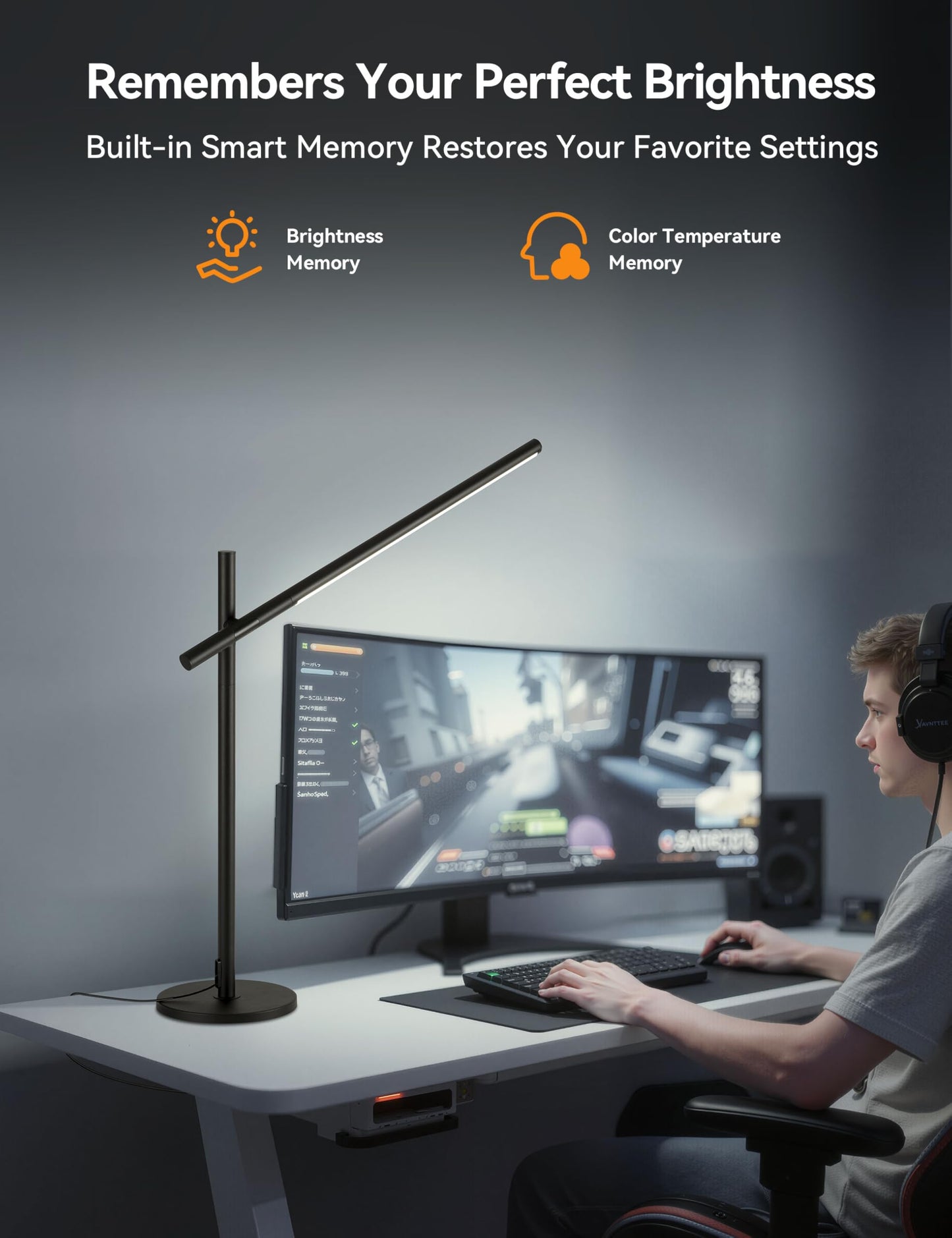 Tubicen Rotatable Desk Lamp 360° Adjustable Arm/Head 3 Colors 4- Level Touch Dimmable Plug-in Task Lamp Black 15W LED Modern Sleek Metal Desk Lamp for Bedroom Office Reading Studying