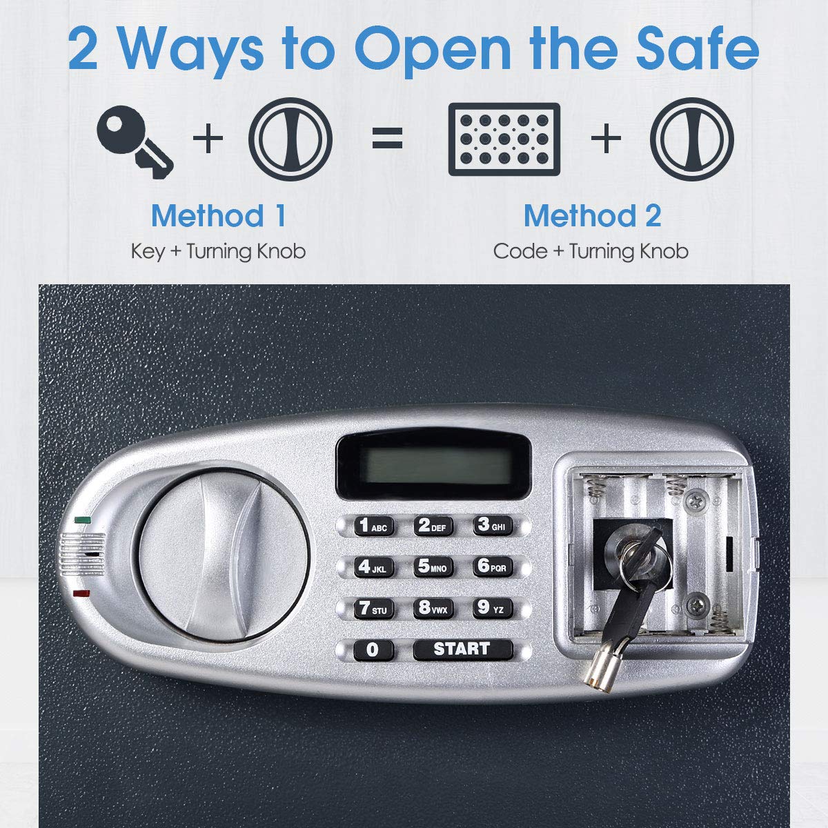 GLACER Safe Box, Digital Double Door Safe Box with Emergency Keys, Digital Keypad with Clear Display, Depository Drop Safes, Home Office Security Lock Digital Safe for Cash, Gun, Jewelry