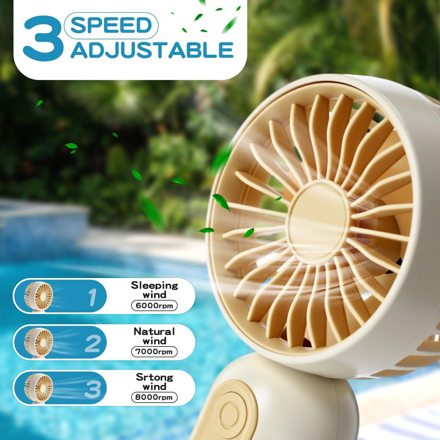 Rossesay 36 Pack Mini Portable Fan Bulk for Travel 3 Speeds, Rechargeable USB Battery Operated, Small Handheld Personal Eyelash Fans for Women Men Indoor Outdoor (White Beige)