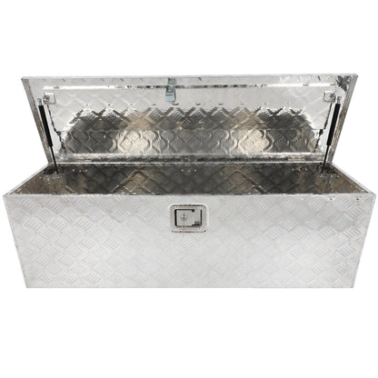 SCITOO 49 Inch Aluminum Diamond Plate Truck Bed Tool Box,Heavy Duty Crossover Storage for Most Full Size Pickups,Lockable Weatherproof Chest,Fits 49" Truck Beds,Easy Access to Load and Unload