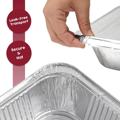 BAKE IT KITCHEN 25 Pack Half Size Disposable Aluminum Pans - Durable BBQ Pan, 9x13 Half Size Deep Pan, Cookware, Camping, Food Leftovers, Desserts, Heavy Duty, Oven