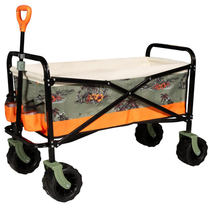 Quiksilver Folding Beach Wagon Cart – Heavy-Duty Collapsible Utility Wagon with All-Terrain Wheels, Large Storage Capacity, and Adjustable Handle – Ideal for Beach, Camping, and Outdoor Adventures