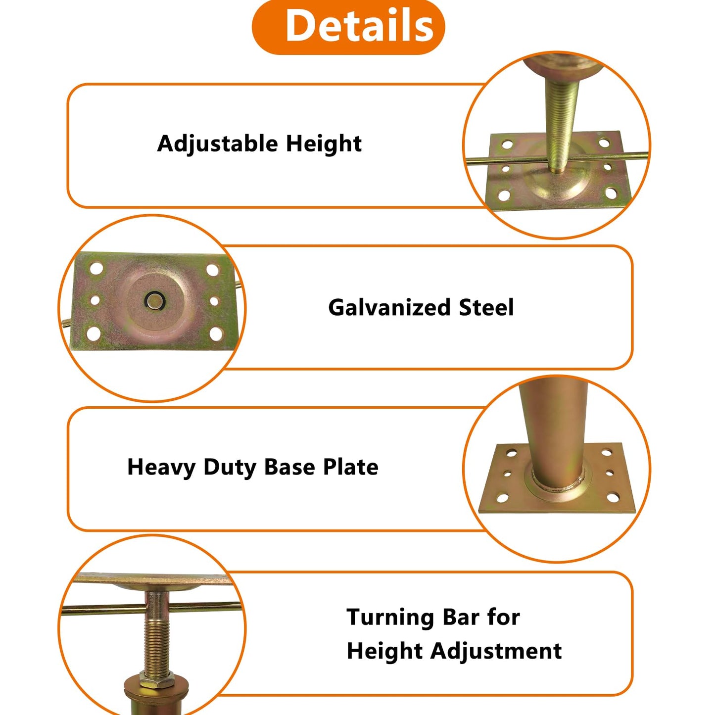 ZANURA 19.7"-35.8" Adjustable House Floor Wall Jack Post Pole Rod Fit for Leveling Lifting Framing Basement Crawlspace Beam Roof, 4 Pack