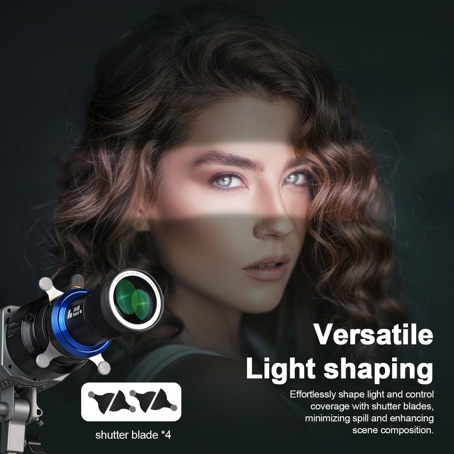 Bussi MG06 Max Bowens Mount Snoot with 40 Gobos, 36° Lens Optical Snoot Spotlight for Photography Video Shape Light Studio,GOBO Light, Strobe Bowens Mount