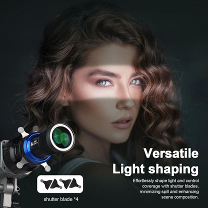 Bussi MG06 Max Bowens Mount Snoot with 40 Gobos, 36° Lens Optical Snoot Spotlight for Photography Video Shape Light Studio,GOBO Light, Strobe Bowens Mount