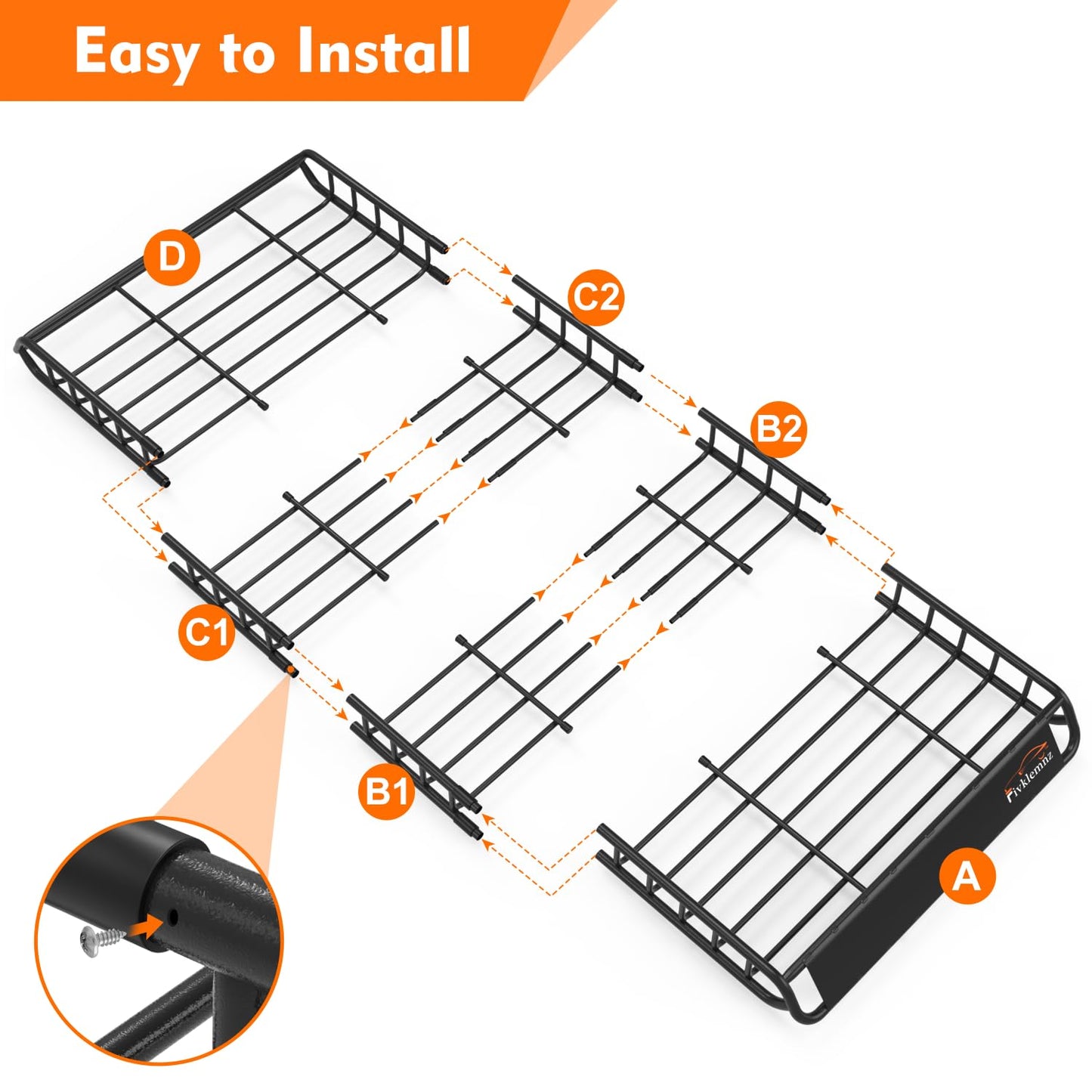 Roof Rack Cargo Carrier, Universal Roof Basket (77"x 36"x 5") + 15 Cubic Feet Waterproof Rooftop Cargo Carrier Bag (46"x 34"x 17") with Bungee Net, Ratchet Straps, Storage Bag, Luggage Lock (X-Large)