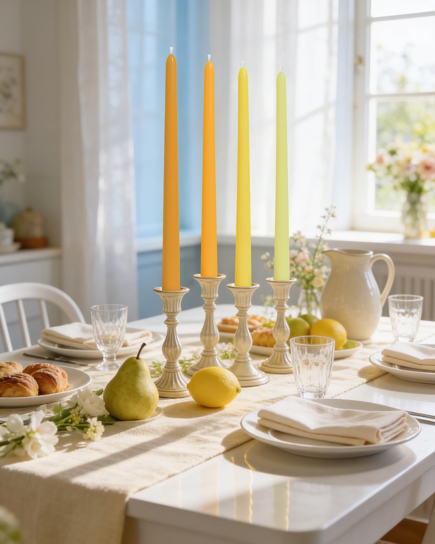 Viyffo Taper Candles, 12 Inch, 12 Pack, Yellow – Unscented, Smokeless Design, Up to 8-Hour Burn – Tall Candlesticks for Table Decor, Weddings & Dinners