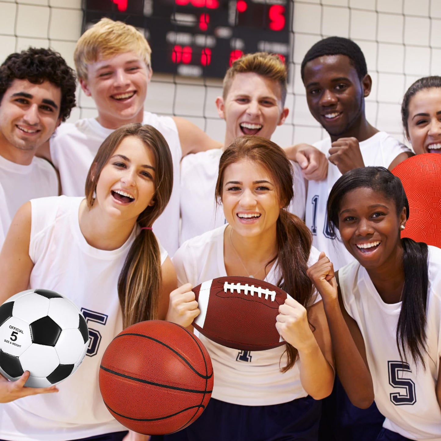 HyDren 36 Pcs Sports Balls Set for Teen Adult, Multi Sport Training Equipment with Official Size Basketball Soccer Ball Football Playground Ball with Pump and Carry Bag Back to School Sports Gift