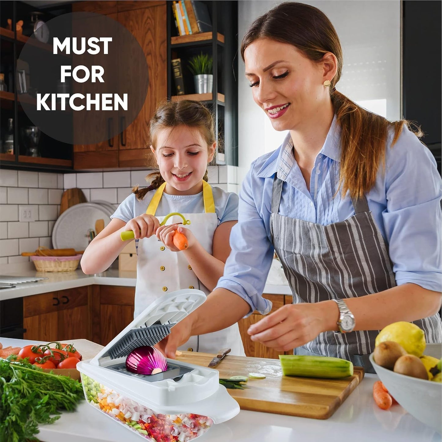 RüK Vegetable Chopper Slicer - 22-in-1 Multi-Function Mandoline Food Cutter with 11 Blades & Container