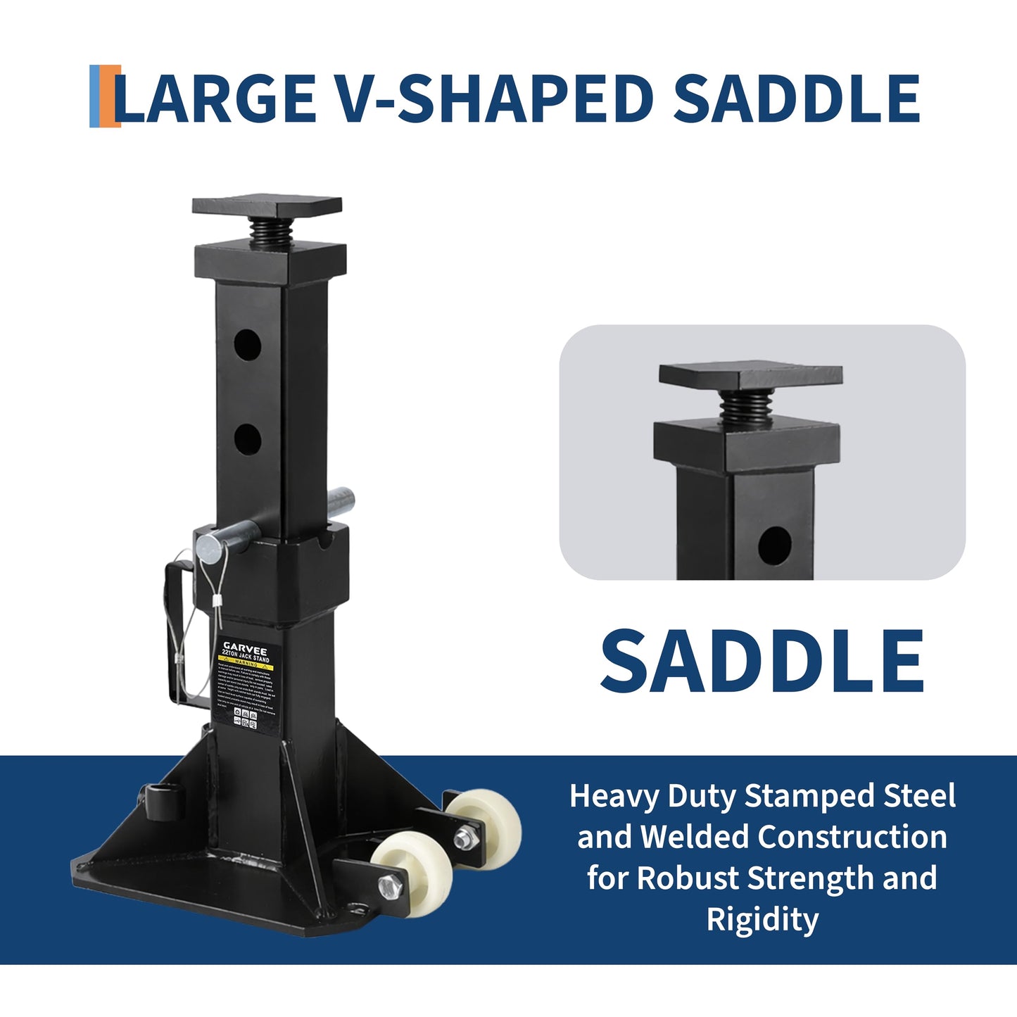 22 Ton Jack Stands,Heavy Duty Pin Type Car Jack Stand with Lock,2 Caster Wheels AndWide Base Safety Design for Supporting Trucks, Trailers and Equipment,Adjustable Height 13.8"-19.7",Black,1 Pair