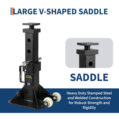 22 Ton Jack Stands,Heavy Duty Pin Type Car Jack Stand with Lock,2 Caster Wheels AndWide Base Safety Design for Supporting Trucks, Trailers and Equipment,Adjustable Height 13.8"-19.7",Black,1 Pair