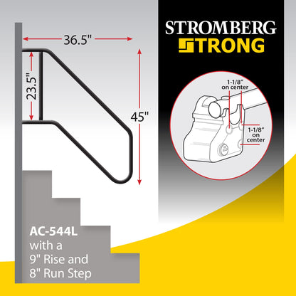Stromberg Carlson AC-544L Locking Commercial Rail - Mobile Equipment Support - RV Camping Accessories and Travel Trailer Accessories for Step Ladder- 200 lbs Capacity - 36.5" Extension, 45" Height