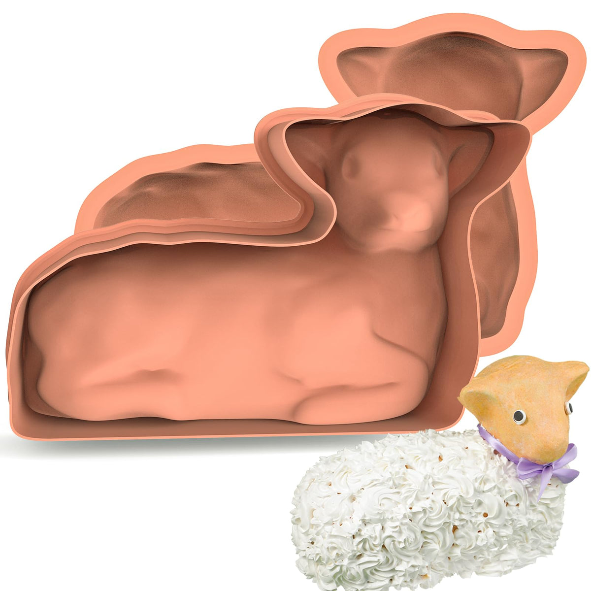 Kamehame Lamb Cake Mold, Silicone 3D Easter Lamb Cake Molds for Baking, Spring Lamb Mold Cake Pan for Easter Baking