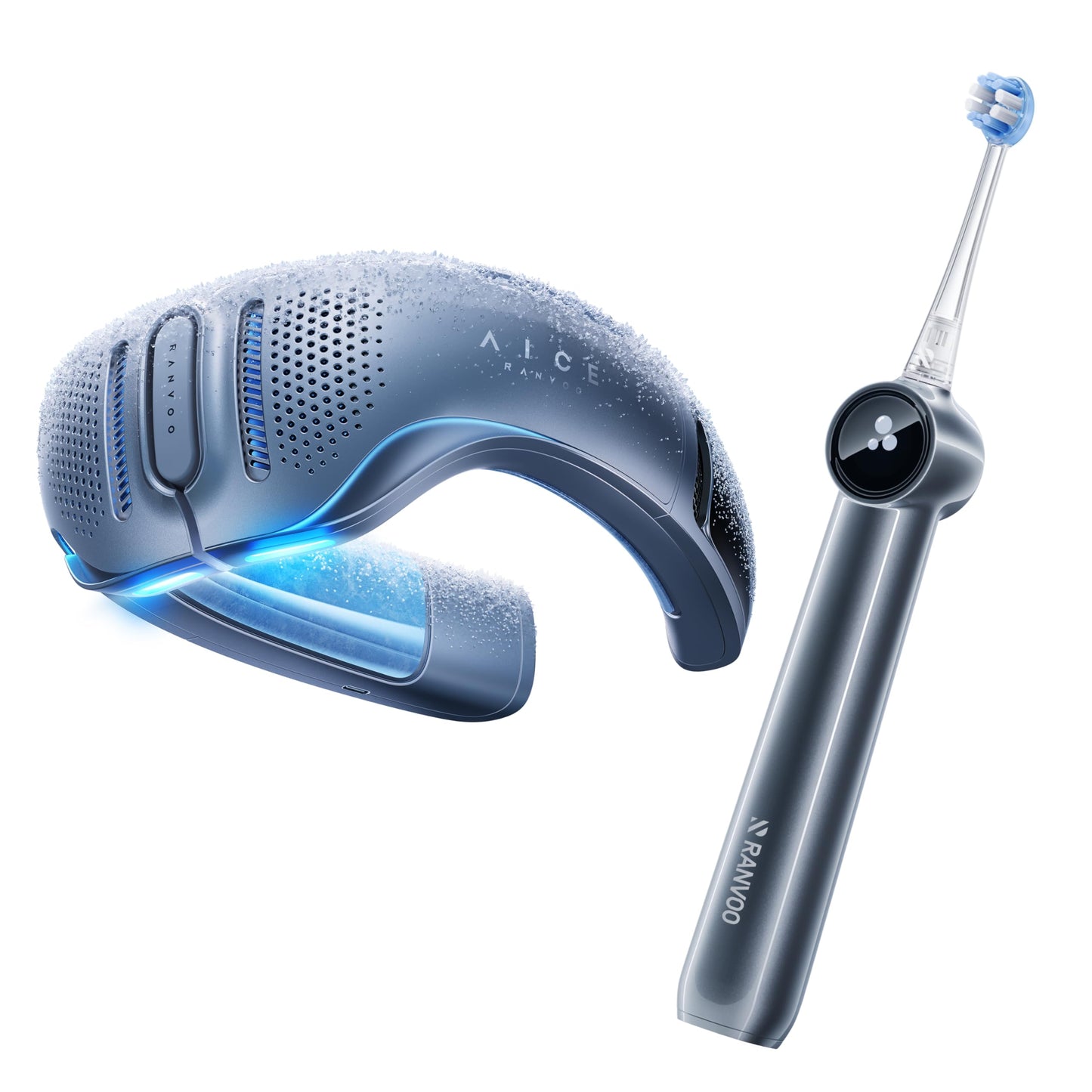RANVOO Save 20% to Bought AICE LITE Plus Neck Air Conditioner Blue and AIRJET X5 Grey Together