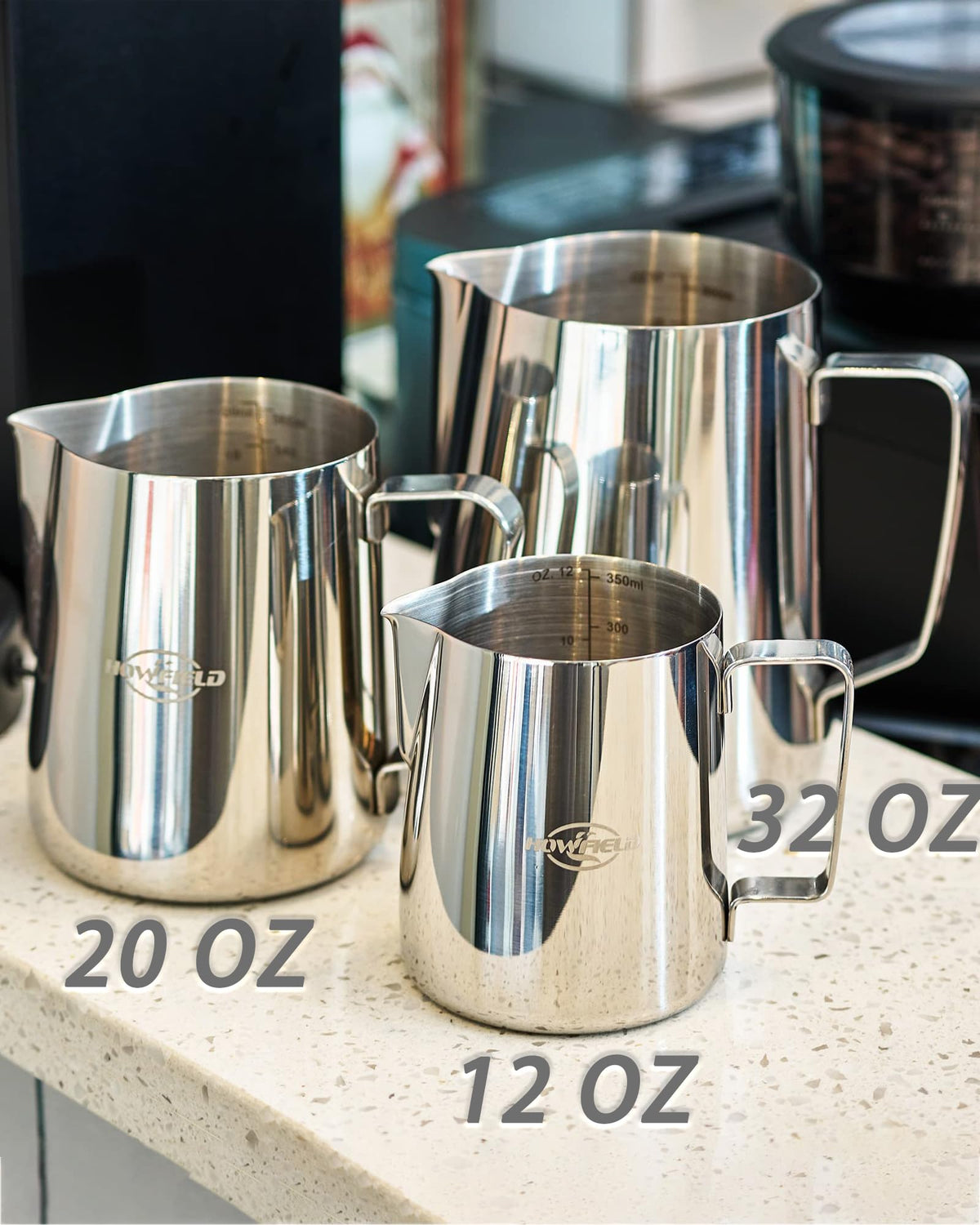 HOWFIELD Milk Frothing Pitcher, Stainless Steel, 32oz