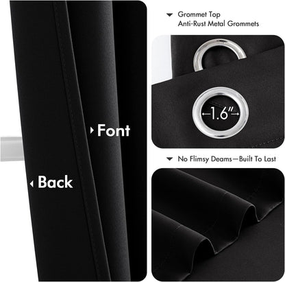 MIULEE Blackout Curtains - Thermal Insulated Room Darkening Drapes | 90-Inch Long, 2 Panels, Noise Reduction