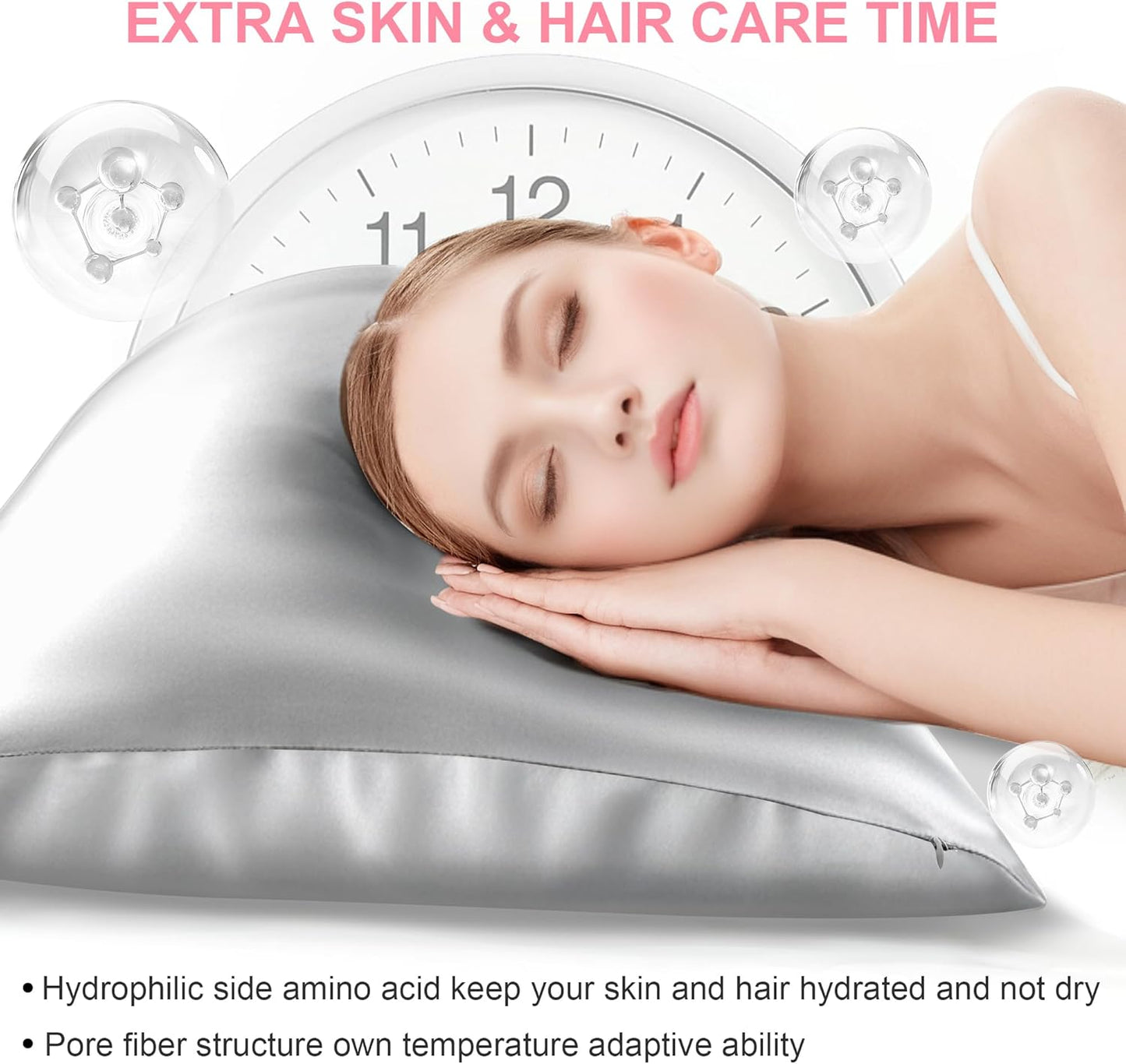 Skiennix Silk Body Pillow Cover - Ultra Smooth & Breathable Cooling Satin | Light Grey (20x54 Inches)