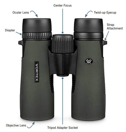 Vortex Optics Diamondback HD 8x28 Binoculars - HD Optical System, Non-slip Grip, Waterproof, Fogproof, Shockproof, Included Carry Case - Unlimited, Unconditional Warranty