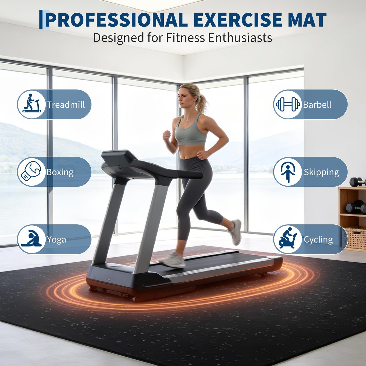 Garvee Exercise Equipment Mats 0.56" Thick 96 Sq ft Gym Flooring – 24 Tiles (24" x 24") Rubber Top with High Density EVA Foam, Interlocking Puzzle Workout Mats for Home Gym Exercise– Black/Grey